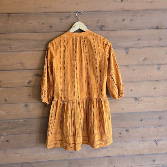 Anthropologie Shoshanna Marta Tunic Mini Dress Size 0 Marigold Long Sleeve Boho - Picture 3 of 6